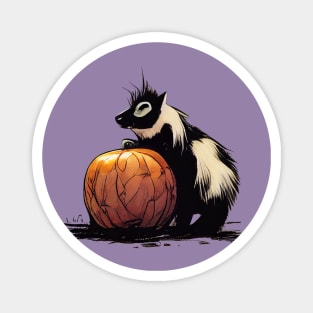 Baby skunk on a pumpkin Magnet